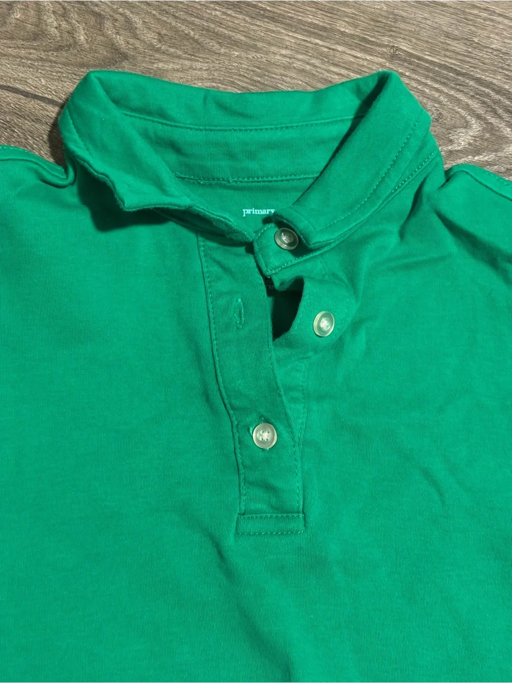 Girls 6/7 Collar Polo Dress With Pockets Primary 100% Cotton Solid Color Green